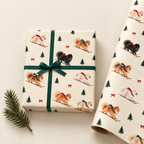 Pomeranian Christmas Skiing Wrapping Paper