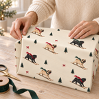 Pug Christmas Skiing Wrapping Paper
