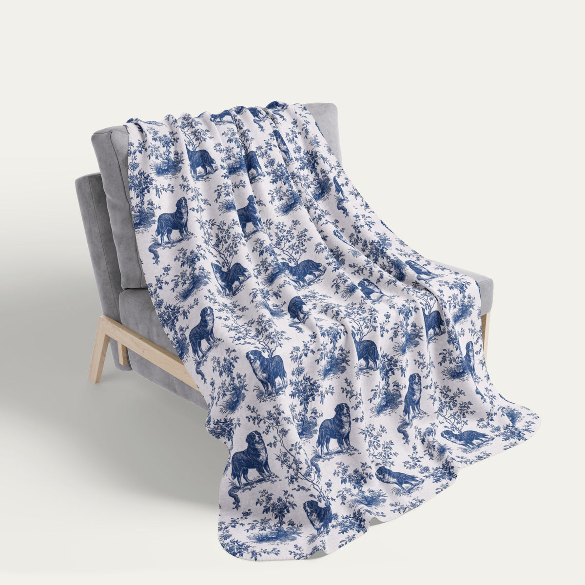 Bernese Mountain Toile De Jouy Fleece Blanket