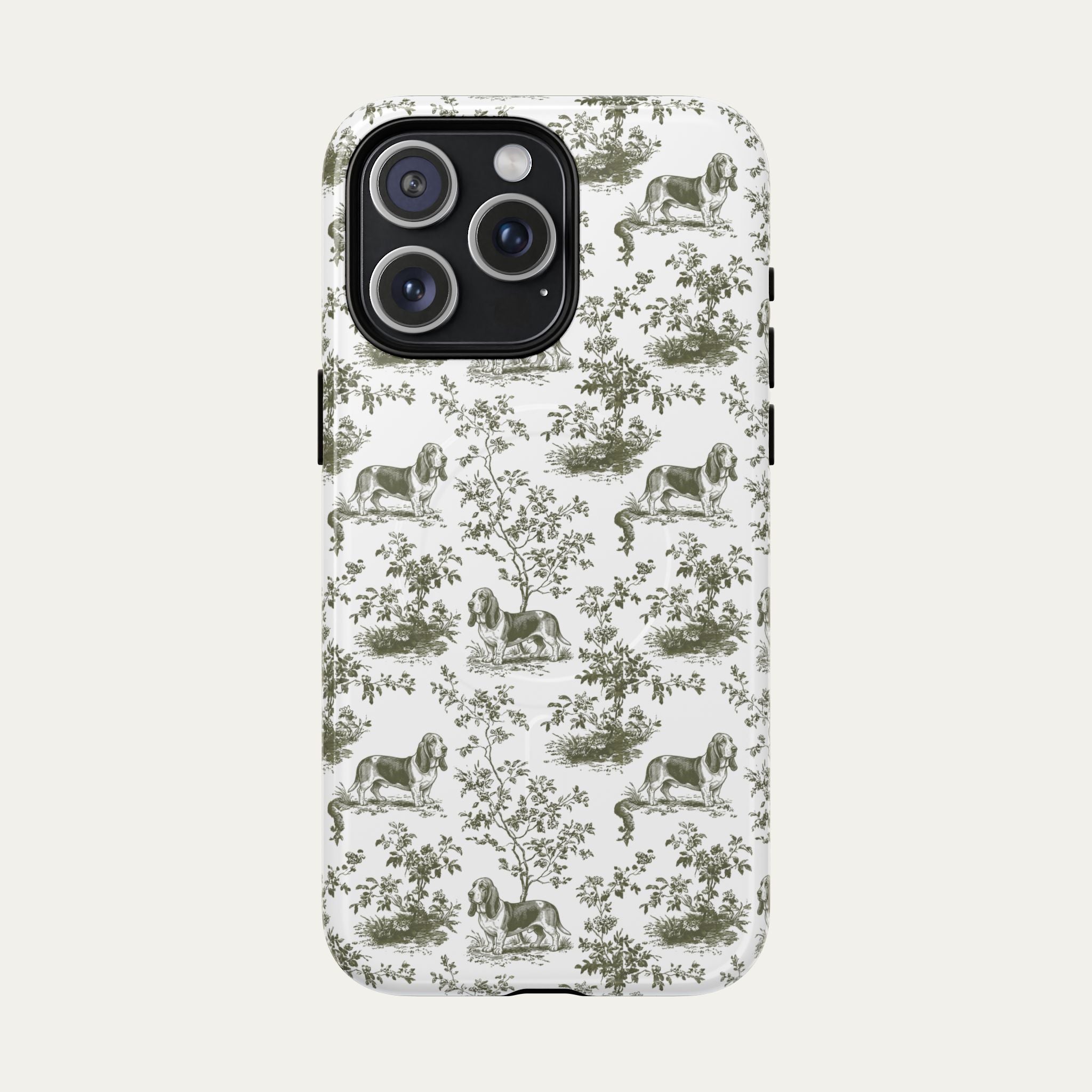 Basset Hound Sage Green Toile phone Case