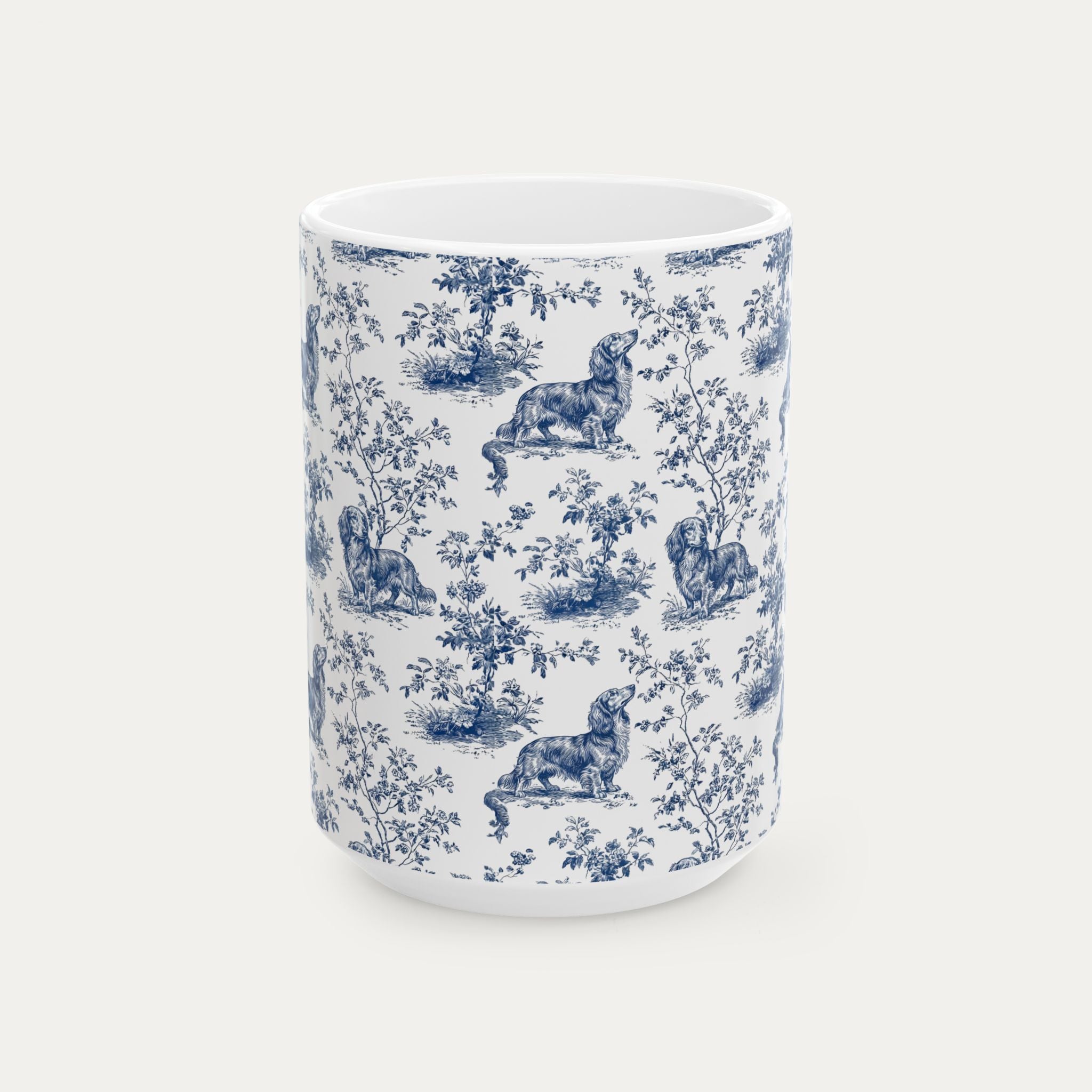 Dachshund Longhaired Blue Toile Mug