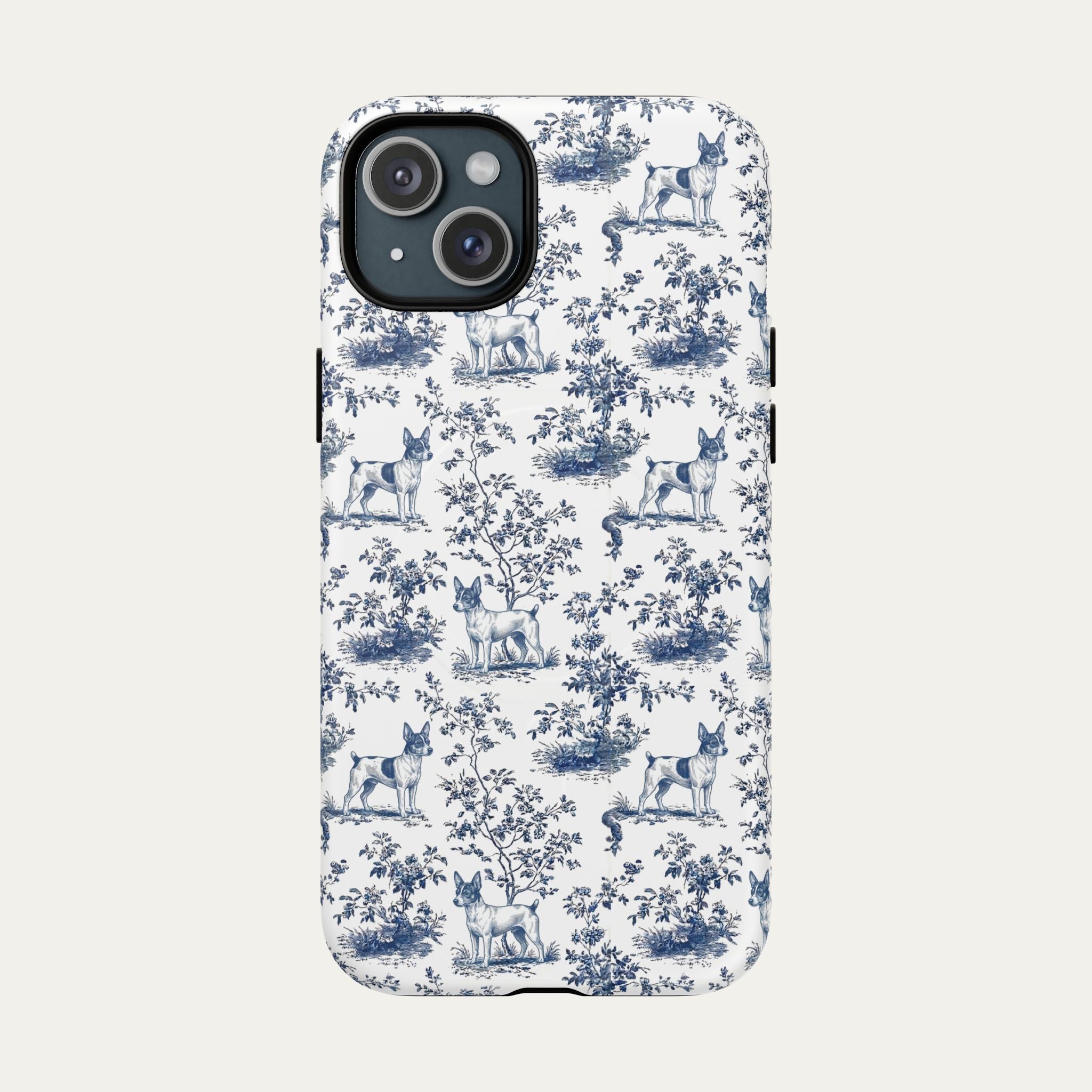 Toy Fox Terrier Blue Toile Phone case
