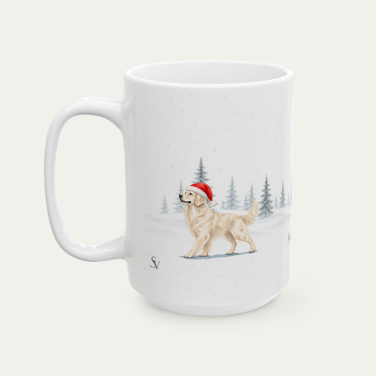 Custom Golden Retriver LIght Golden Christmas Santa Hat Mug