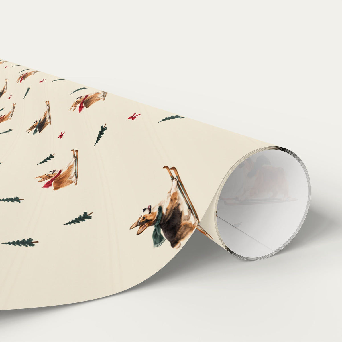 Pembroke Welsh Corgi Christmas Skiing Wrapping Paper