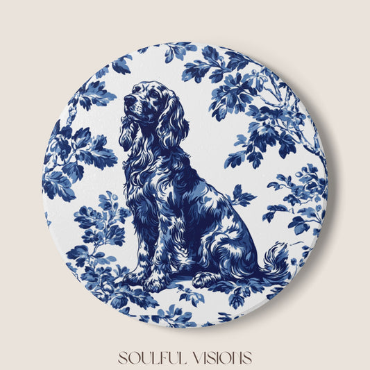 Gordon Setter Ceramic Coaster French Toile
