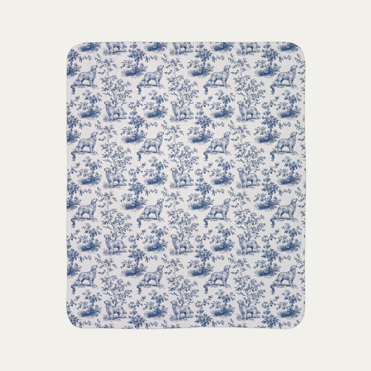 Golden Retriever Toile De Jouy Fleece Blanket