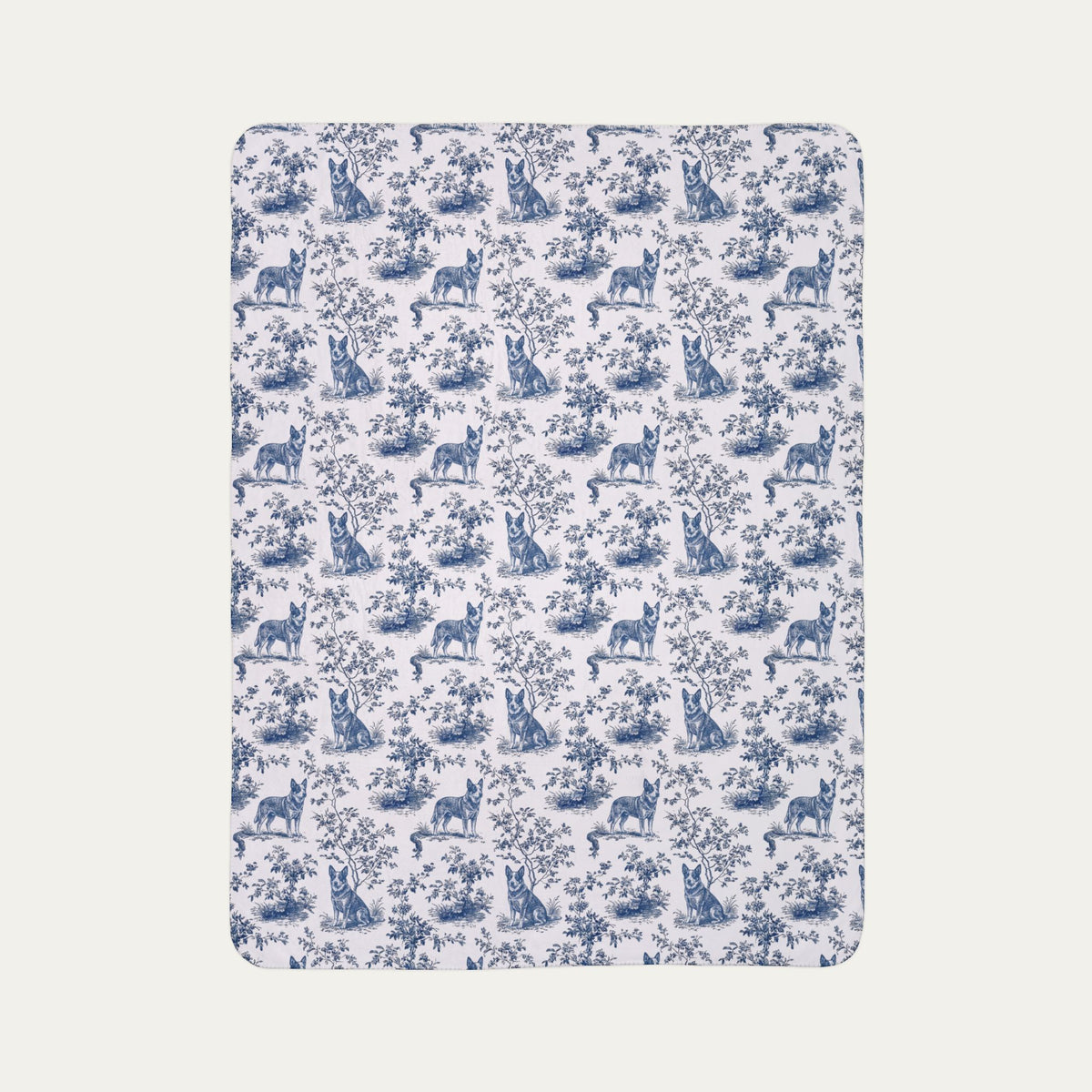 Australian Cattle Dog Toile De Jouy Fleece Blanket