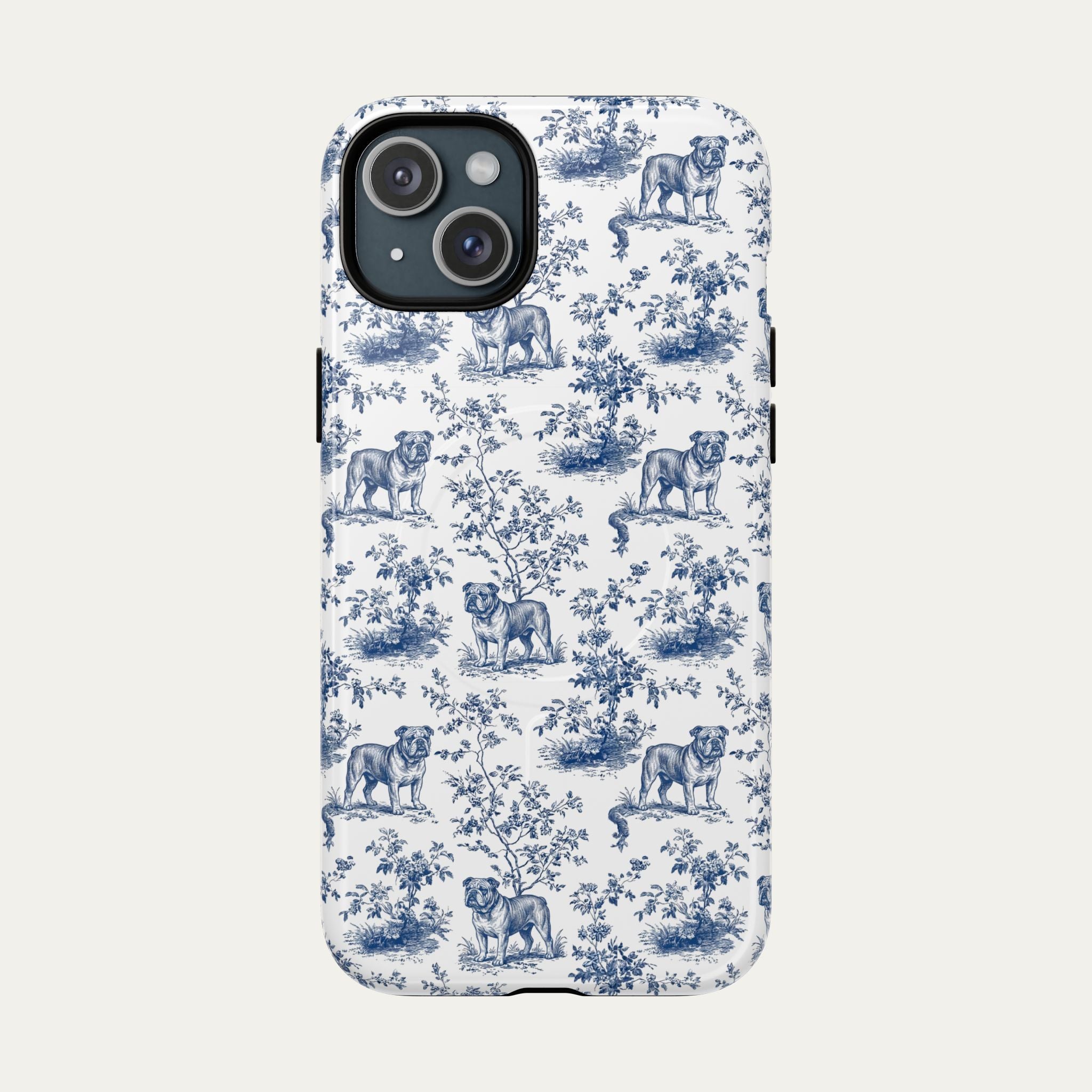 English Bulldog Blue Toile Phone case