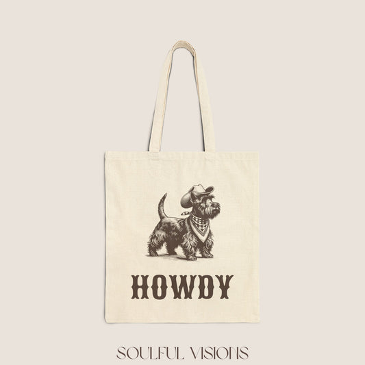Howdy Scottish Terrier Tote Bag