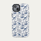 Boston Terrier Blue Toile Phone case