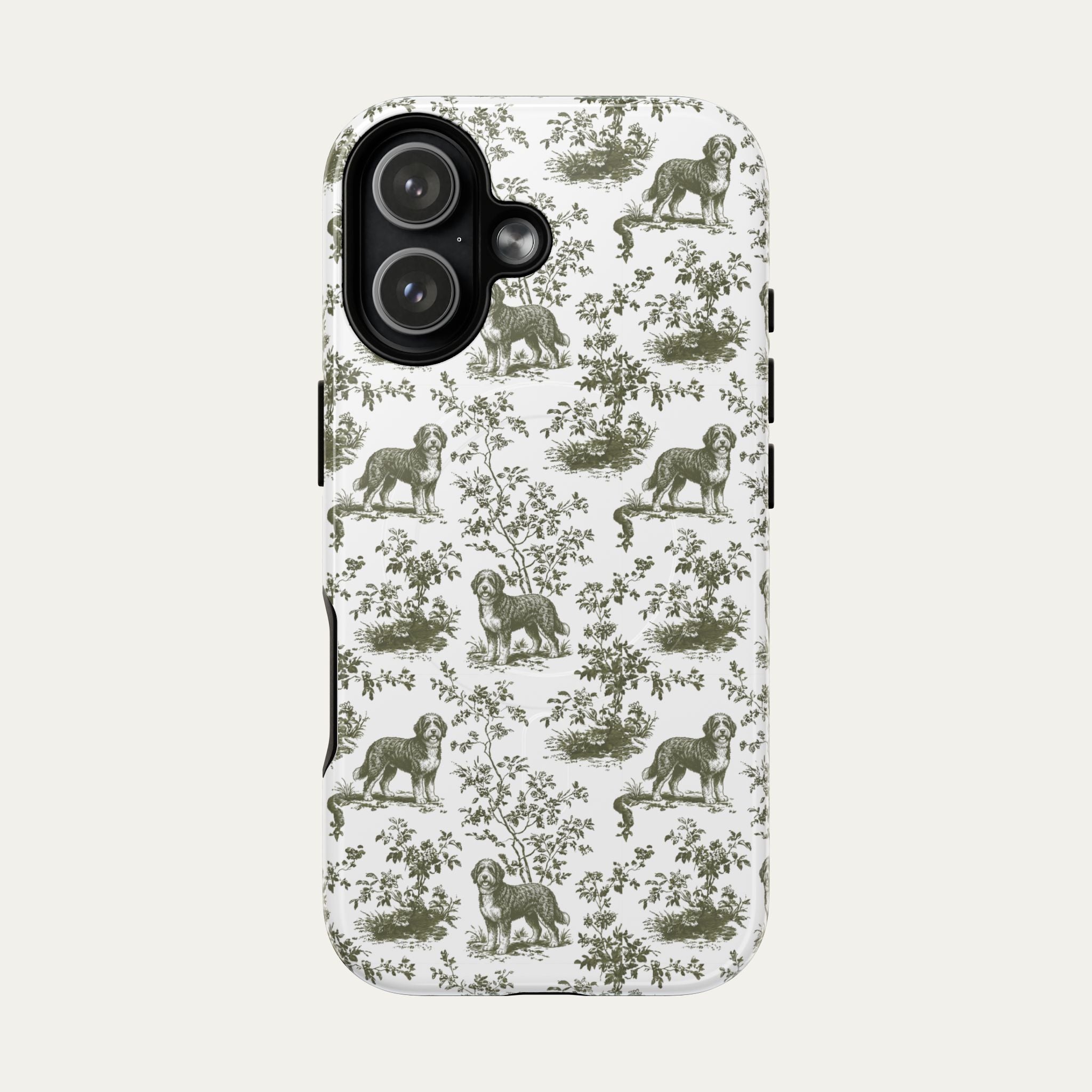 Bernedoodle Sage Green Toile phone Case