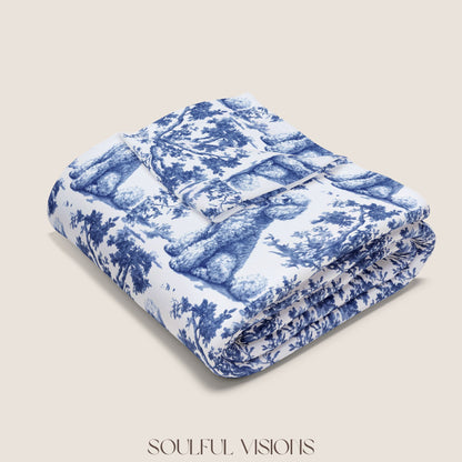 Poodle 2 French Toile De Jouy Blanket