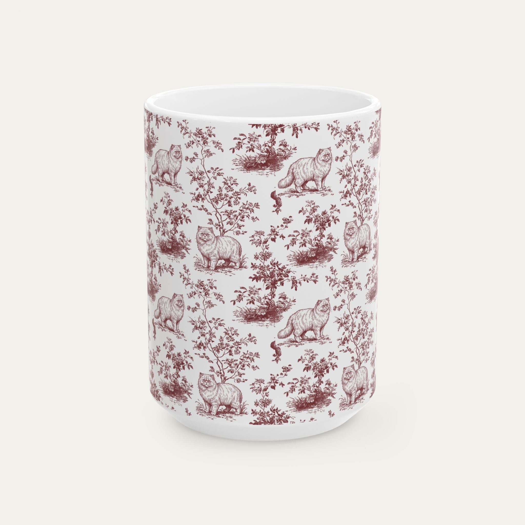 Persian Cat Burgundy Toile Mug
