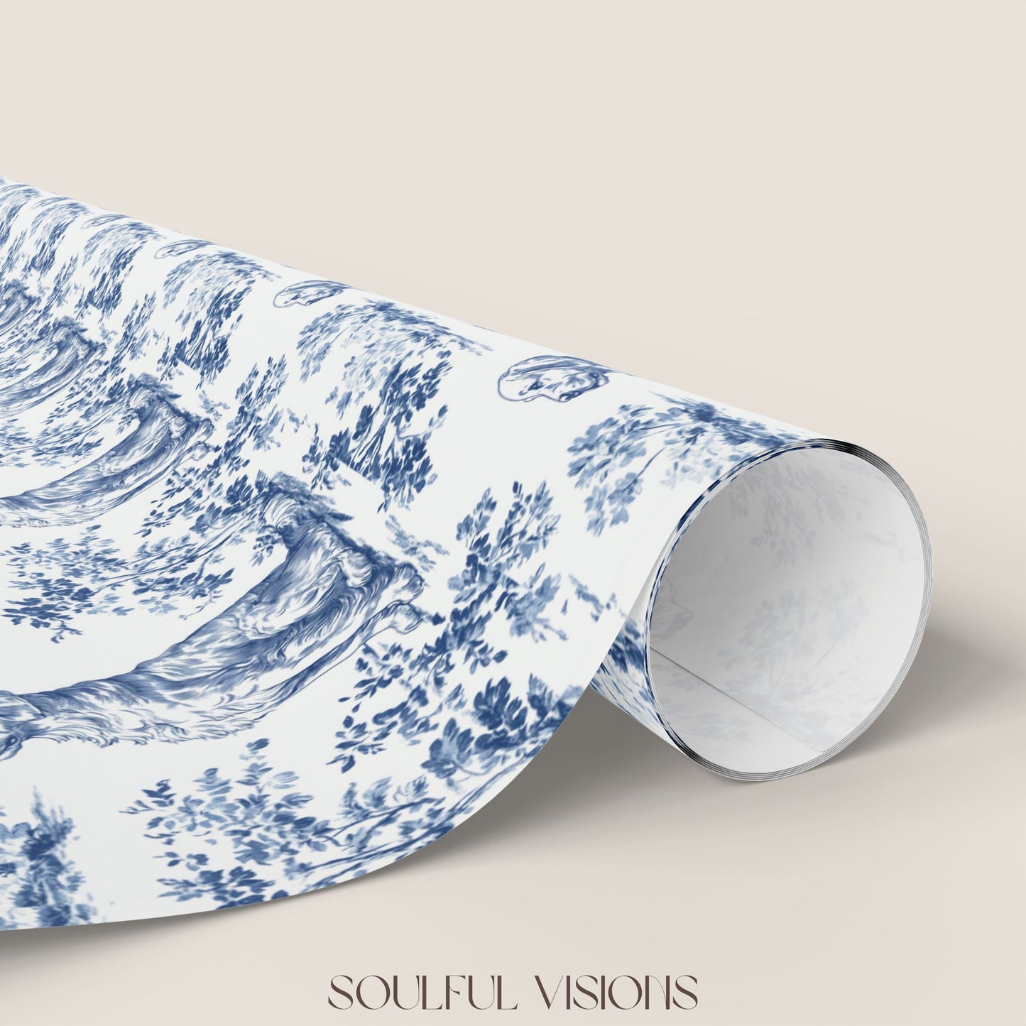 Golden Retriever French Toile De Jouy Wrapping Paper