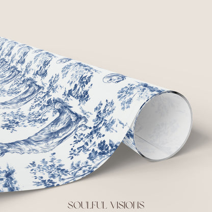 Golden Retriever French Toile De Jouy Wrapping Paper