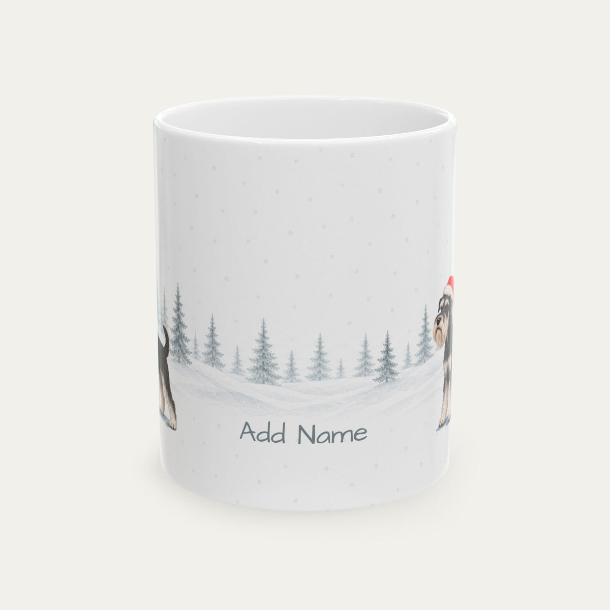 Custom Miniature Schnauzer Black and Silver  Christmas Santa Hat Mug