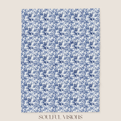 English Bulldog French Toile De Jouy Blanket