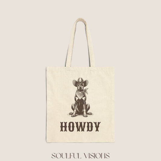 Howdy Doberman Tote Bag