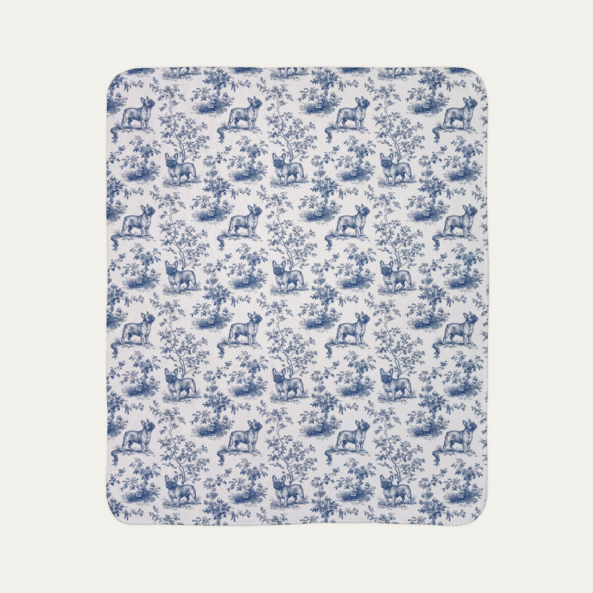 French Bulldog  Toile De Jouy Fleece Blanket
