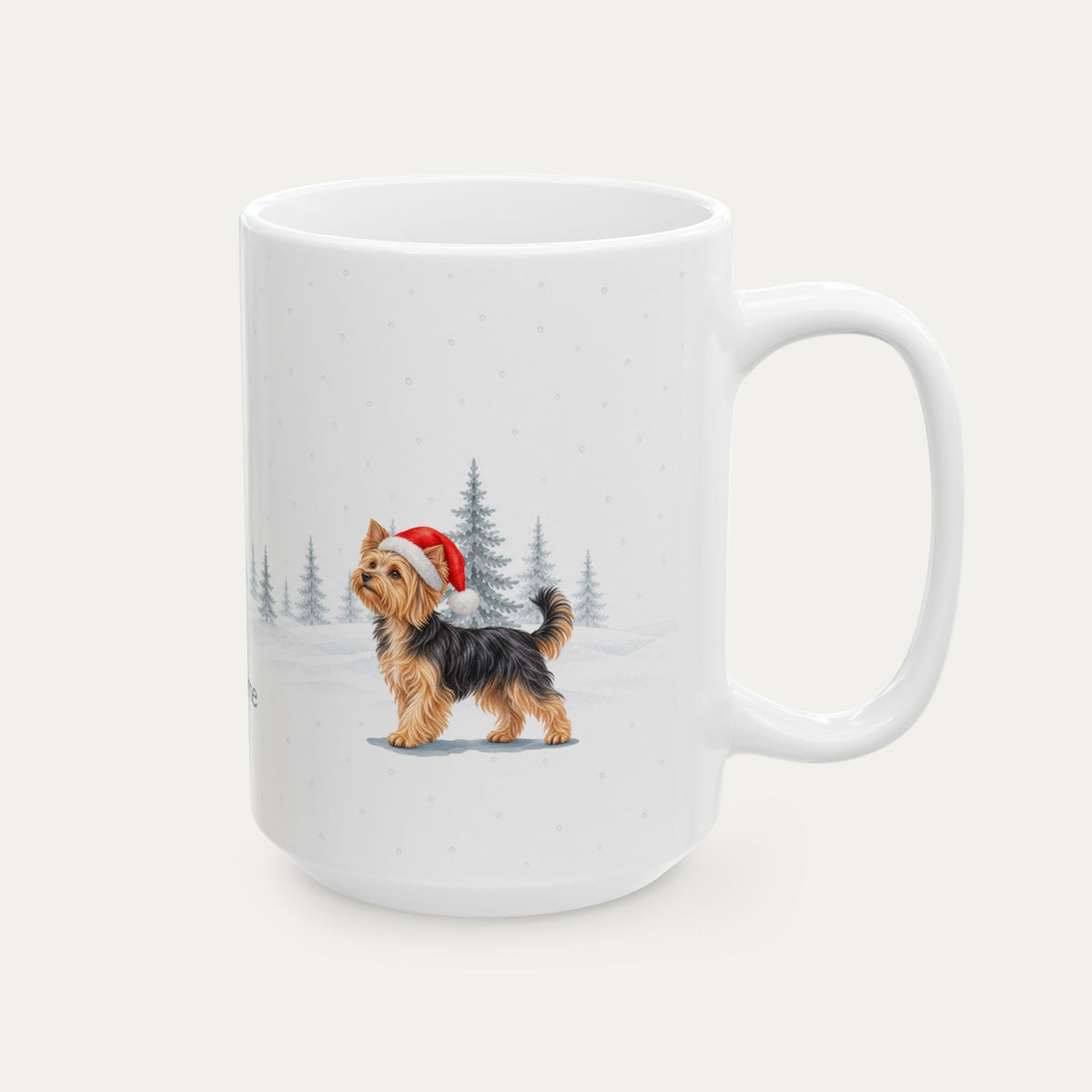 Custom Yorshire Terrier Black and Tan Christmas Santa Hat Mug