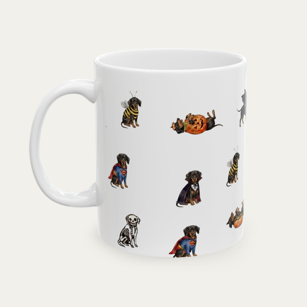 Dachshund SH Black and Tan Halloween mug