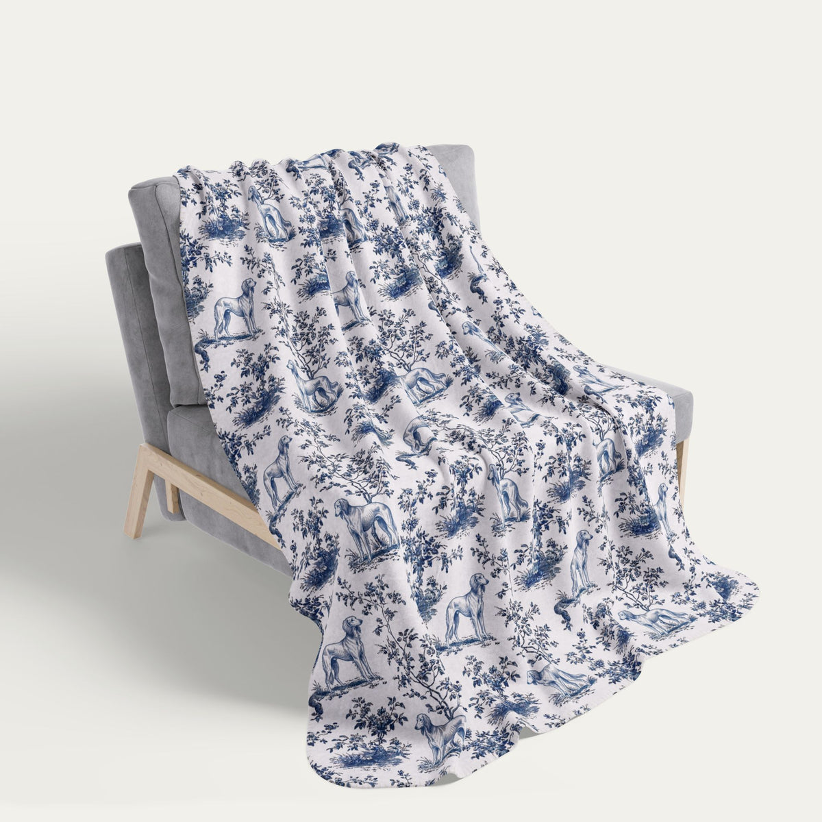 Saluki Toile De Jouy Fleece Blanket