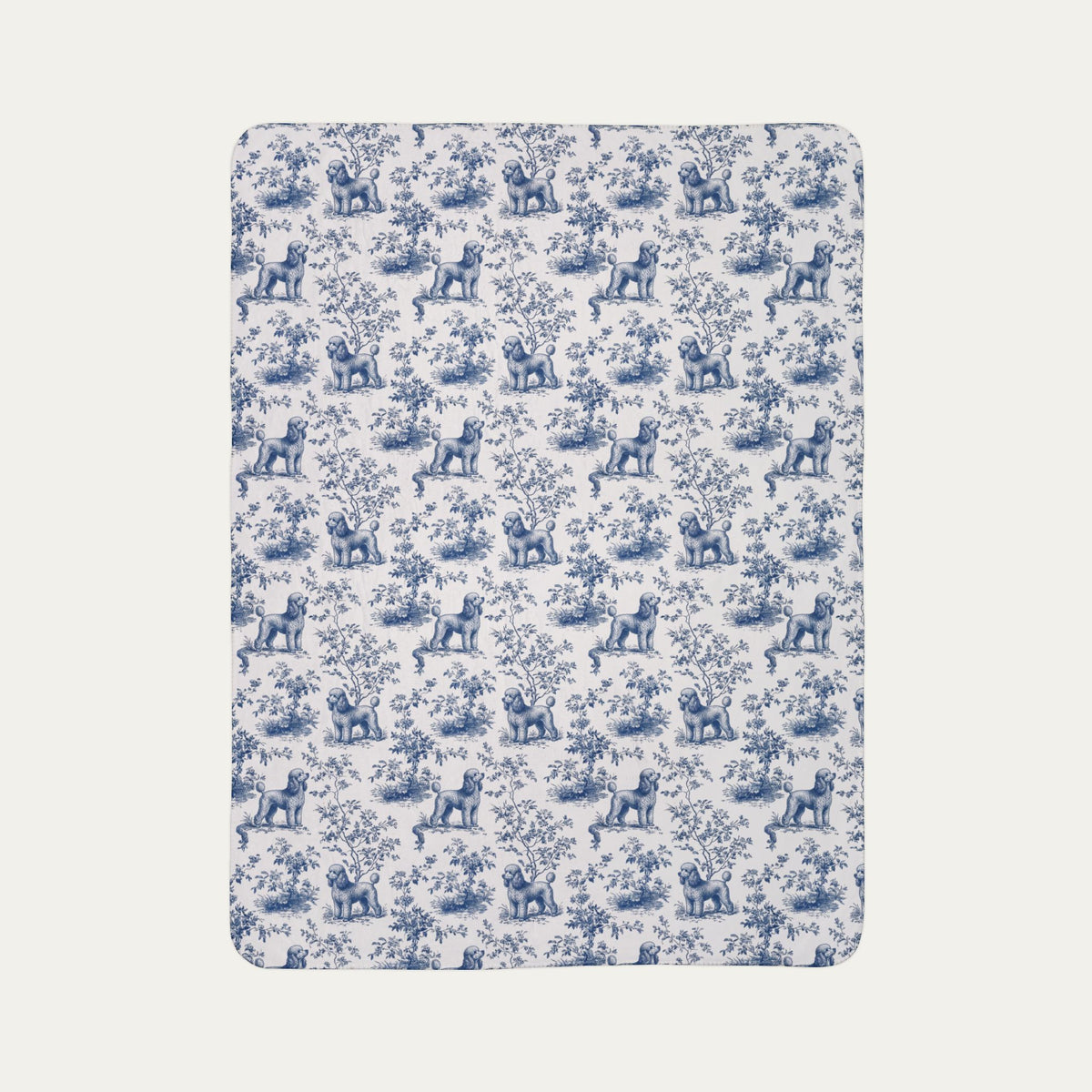 Poodle Toile De Jouy Fleece Blanket