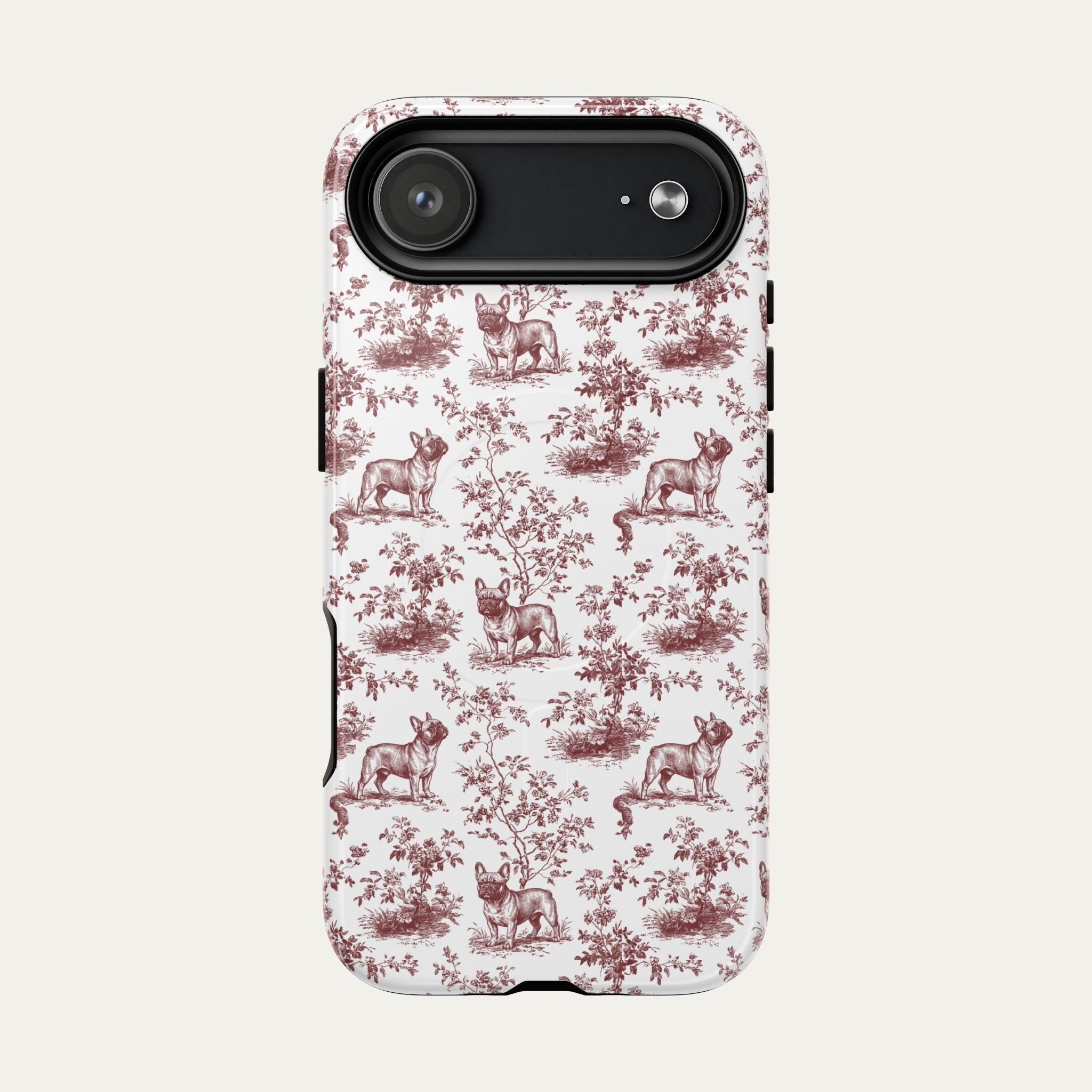 French Bulldog Burgundy Toile phone Case