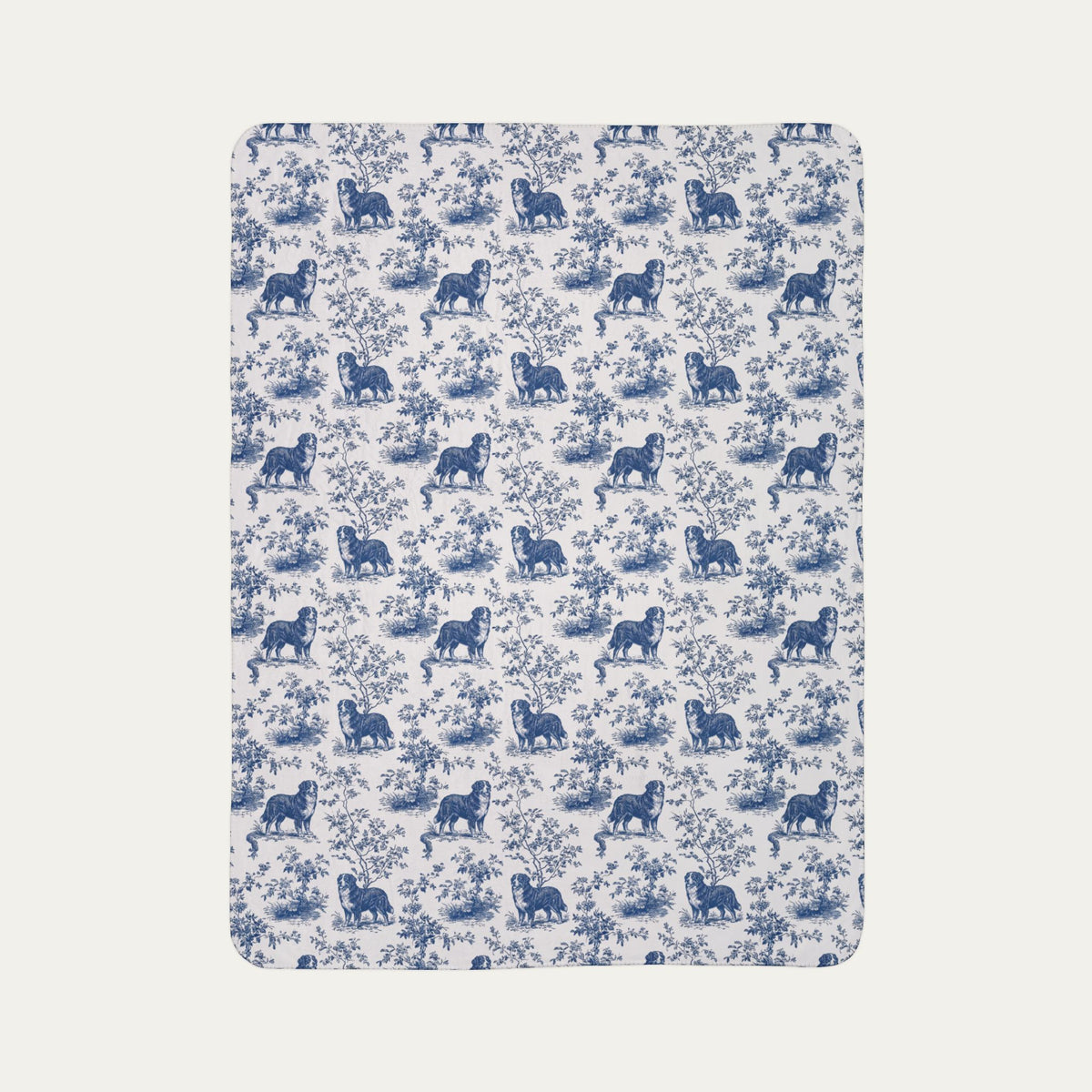 Bernese Mountain Toile De Jouy Fleece Blanket