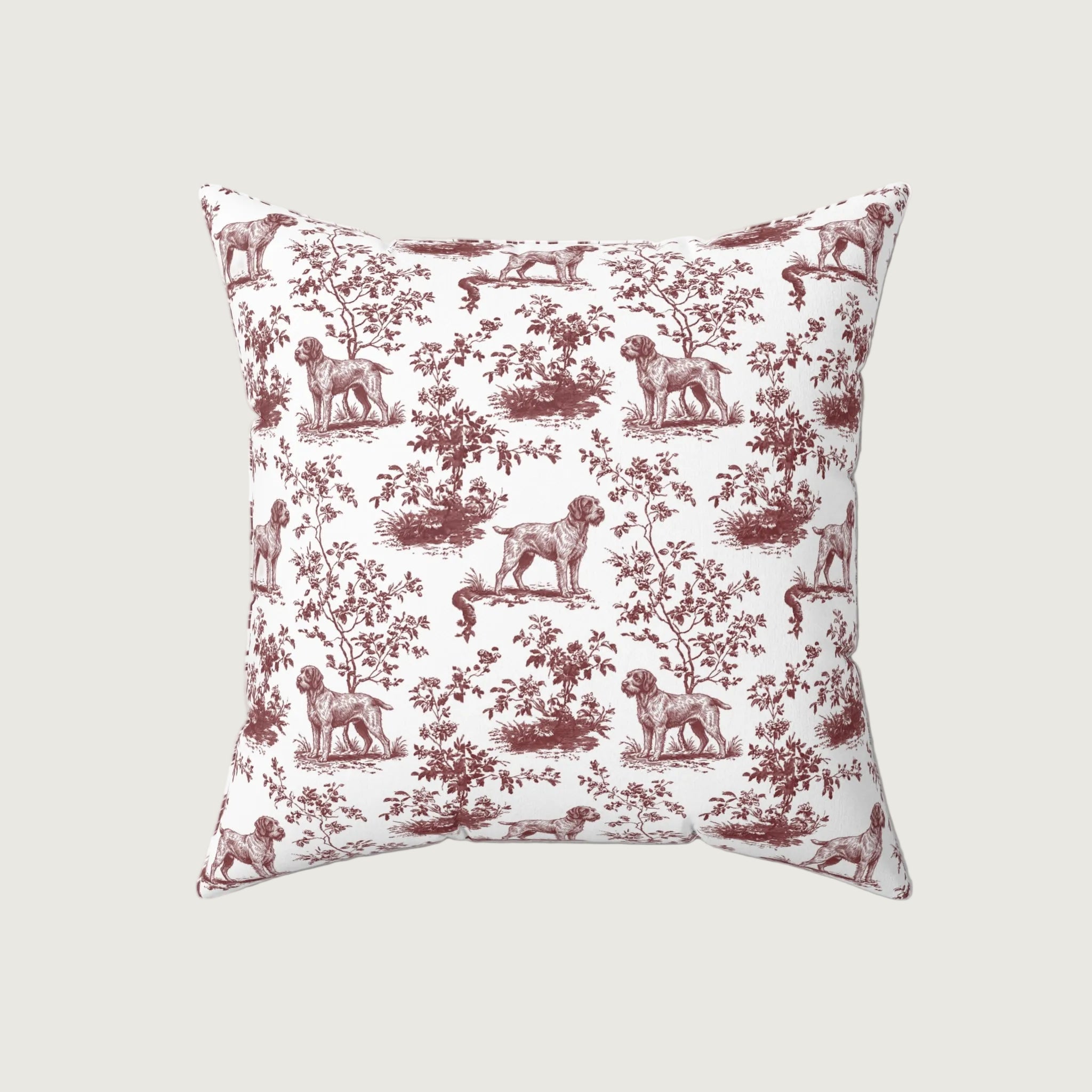 Dog Burgundy French Toile Pillow