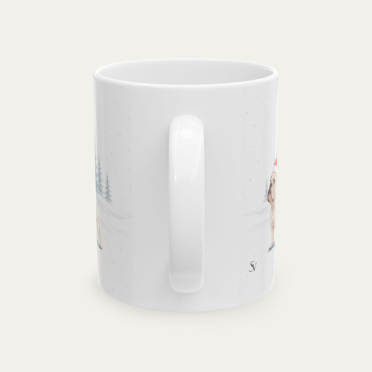 Custom English Bulldog White Christmas Santa Hat Mug