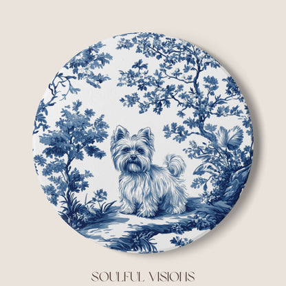 Yorkshire terrier Ceramic Coaster French Toile