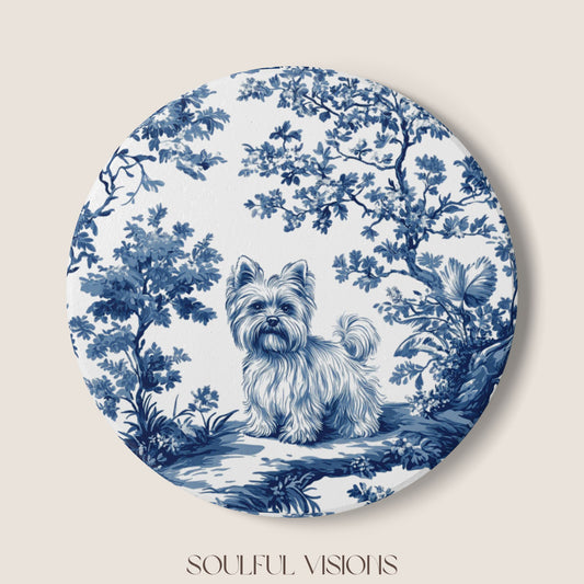 Yorkshire terrier Ceramic Coaster French Toile