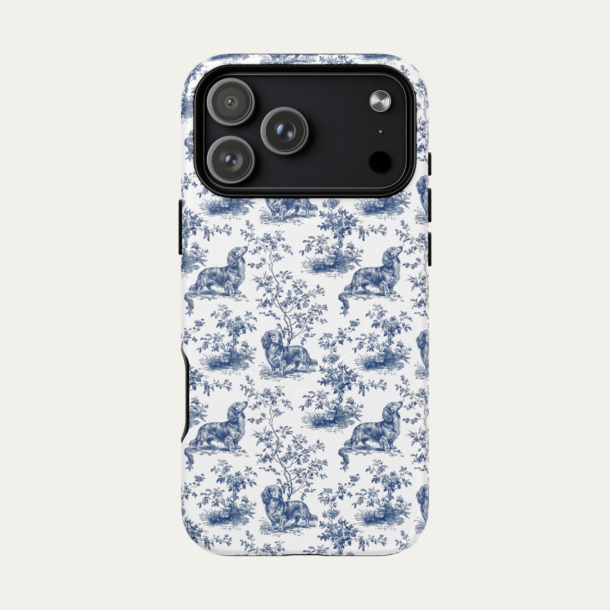 Dachshund Longhaired Blue Toile Phone case