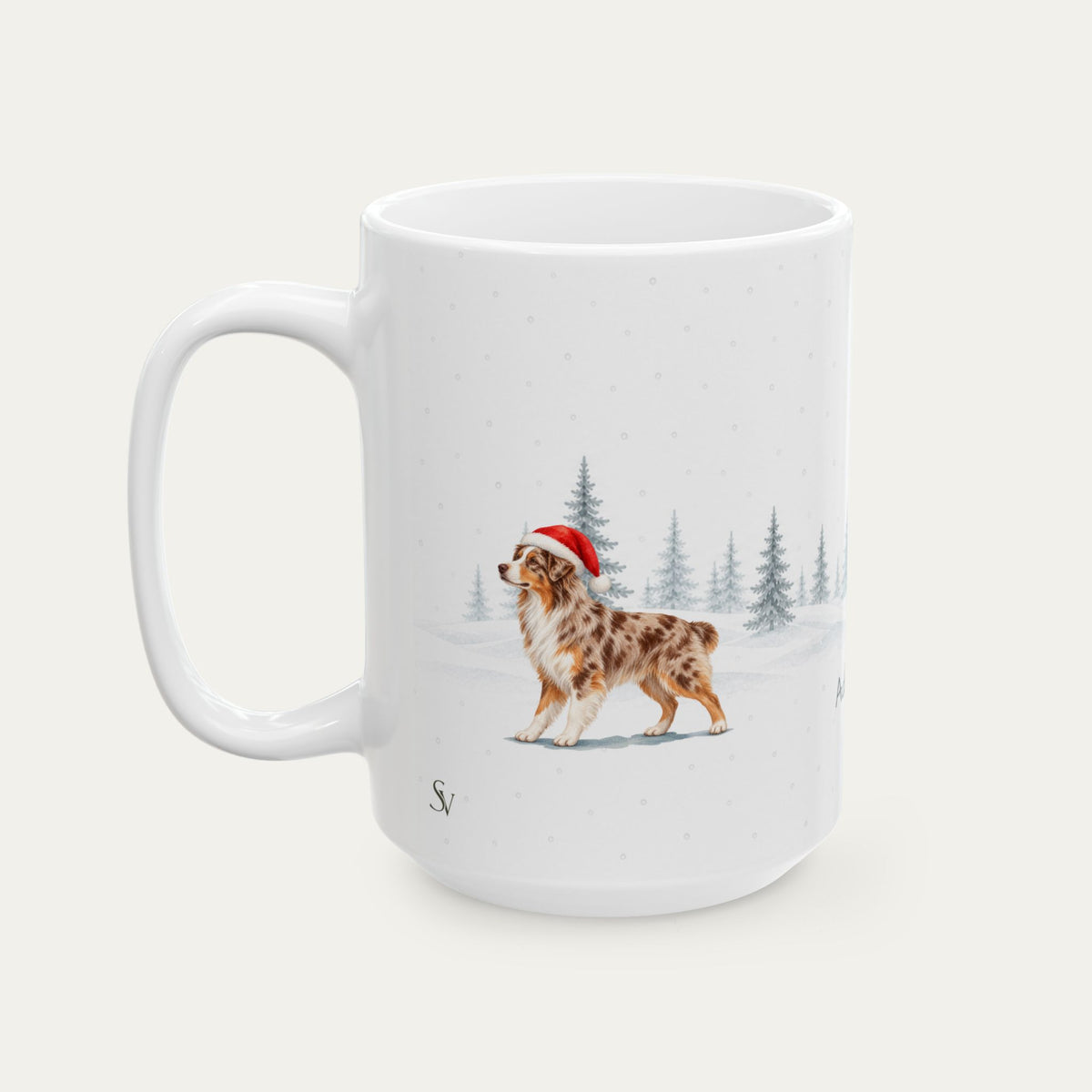 Custom Australian Shepherd Red Merle Christmas Santa Hat Mug