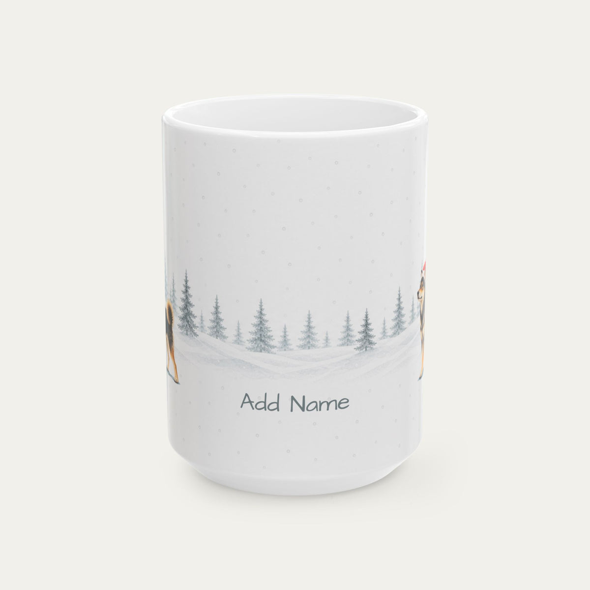 Custom Shiba Inu Black and Tan Christmas Santa Hat Mug