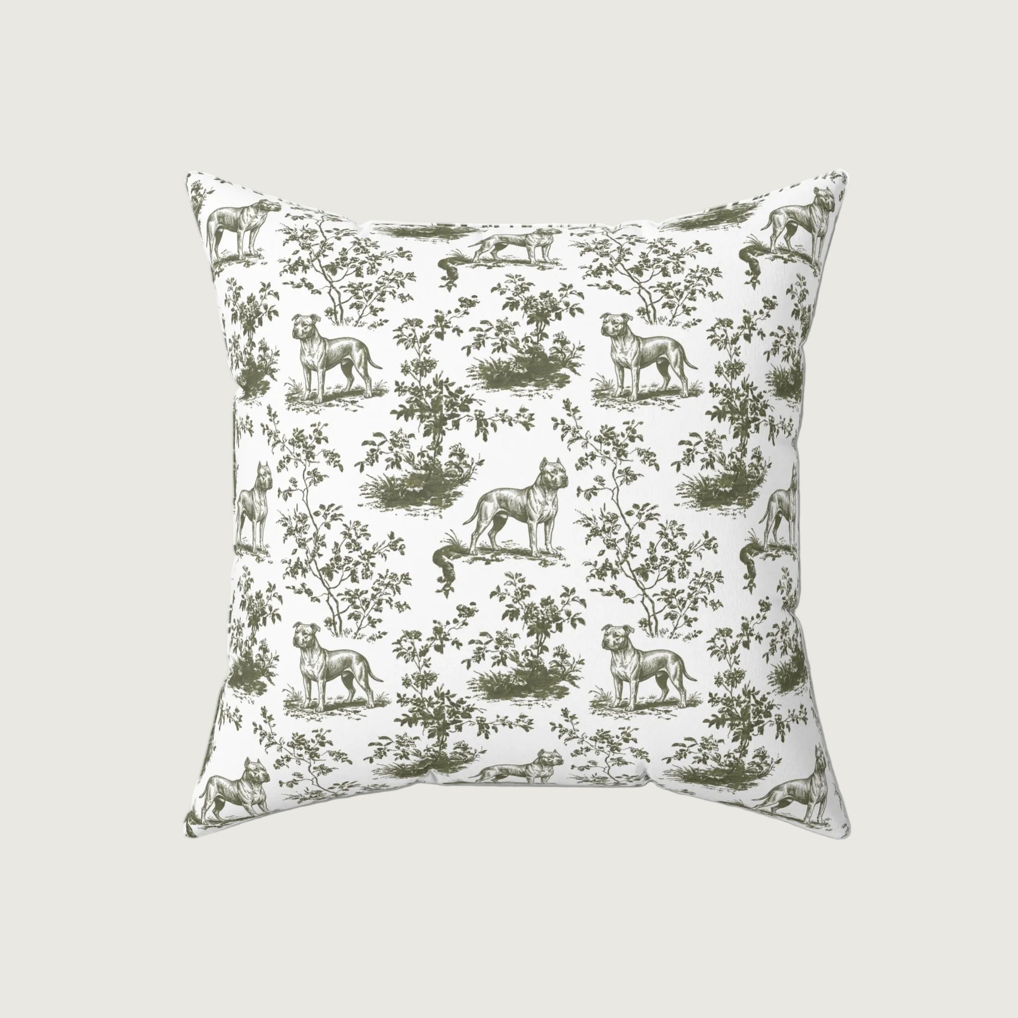 Dog Sage Green French Toile Pillow