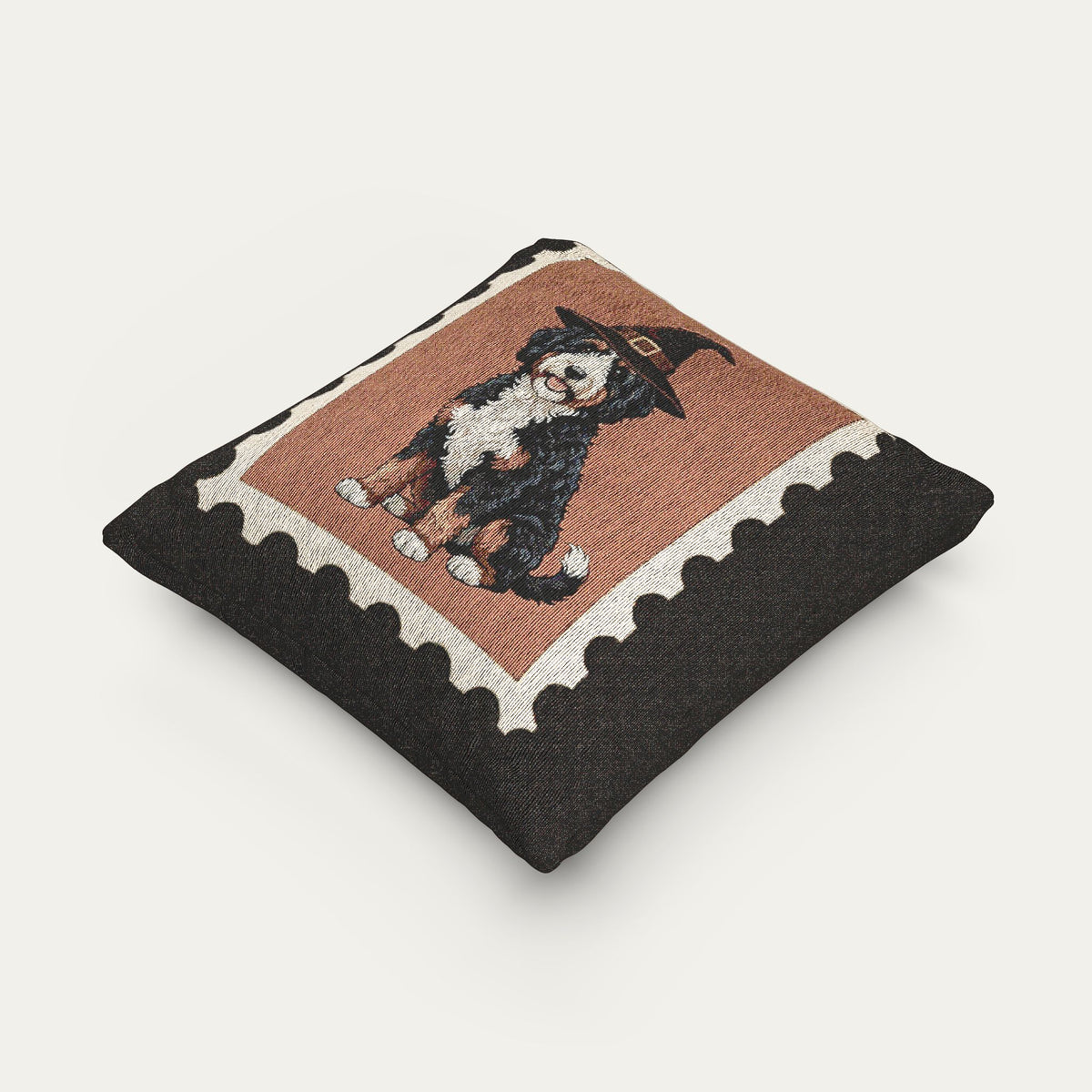 Bernedoodle Halloween Woven Pillow