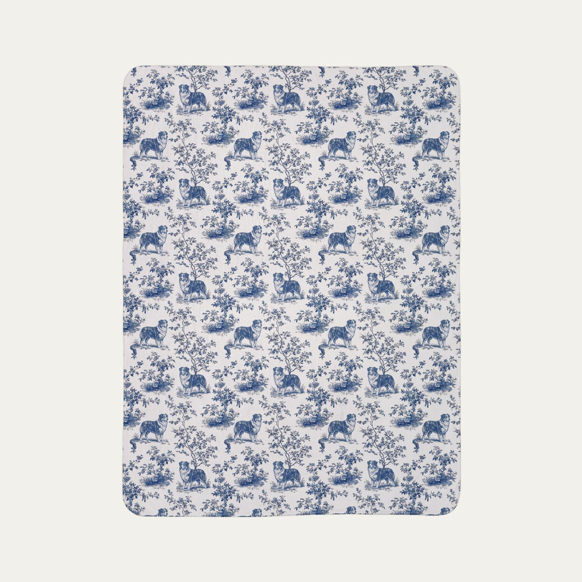 Australian Shepherd Toile De Jouy Fleece Blanket