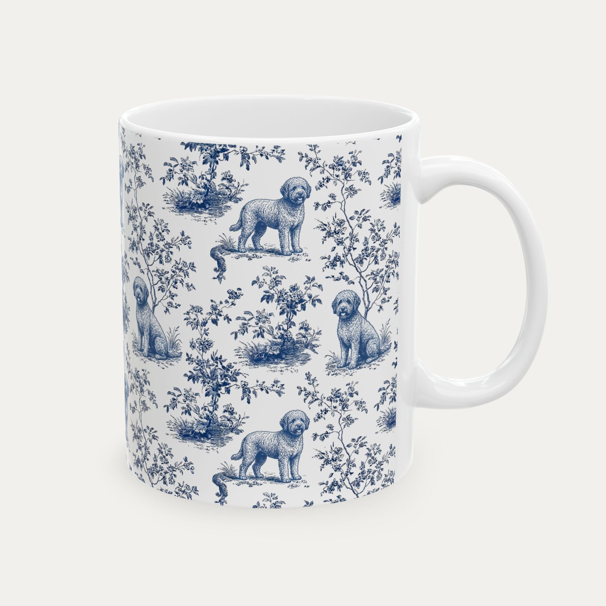 Spanish Water Dog Blue Toile Mug