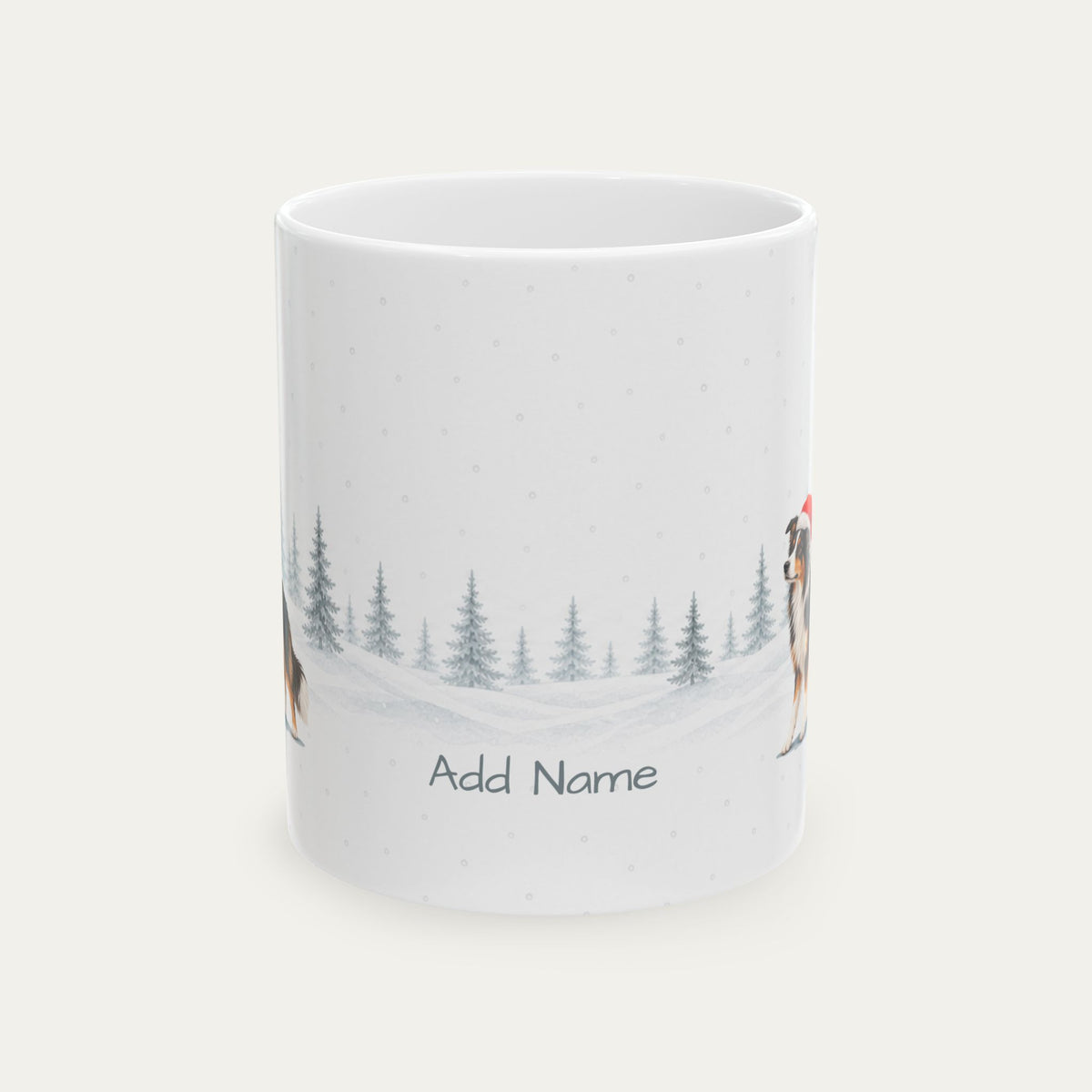 Custom Border Collie Tri Color  Christmas Santa Hat Mug