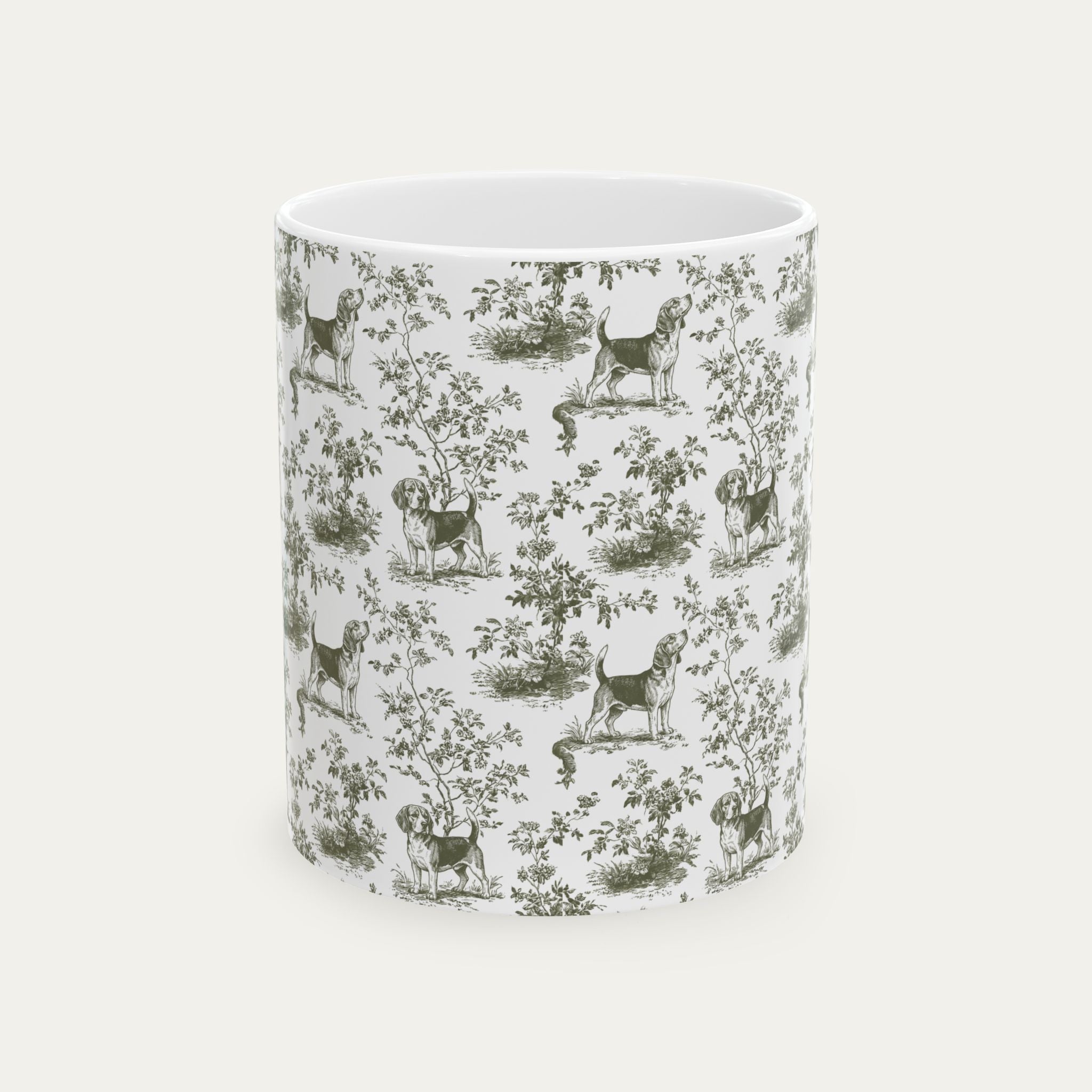 Beagle Sage Green Toile Mug