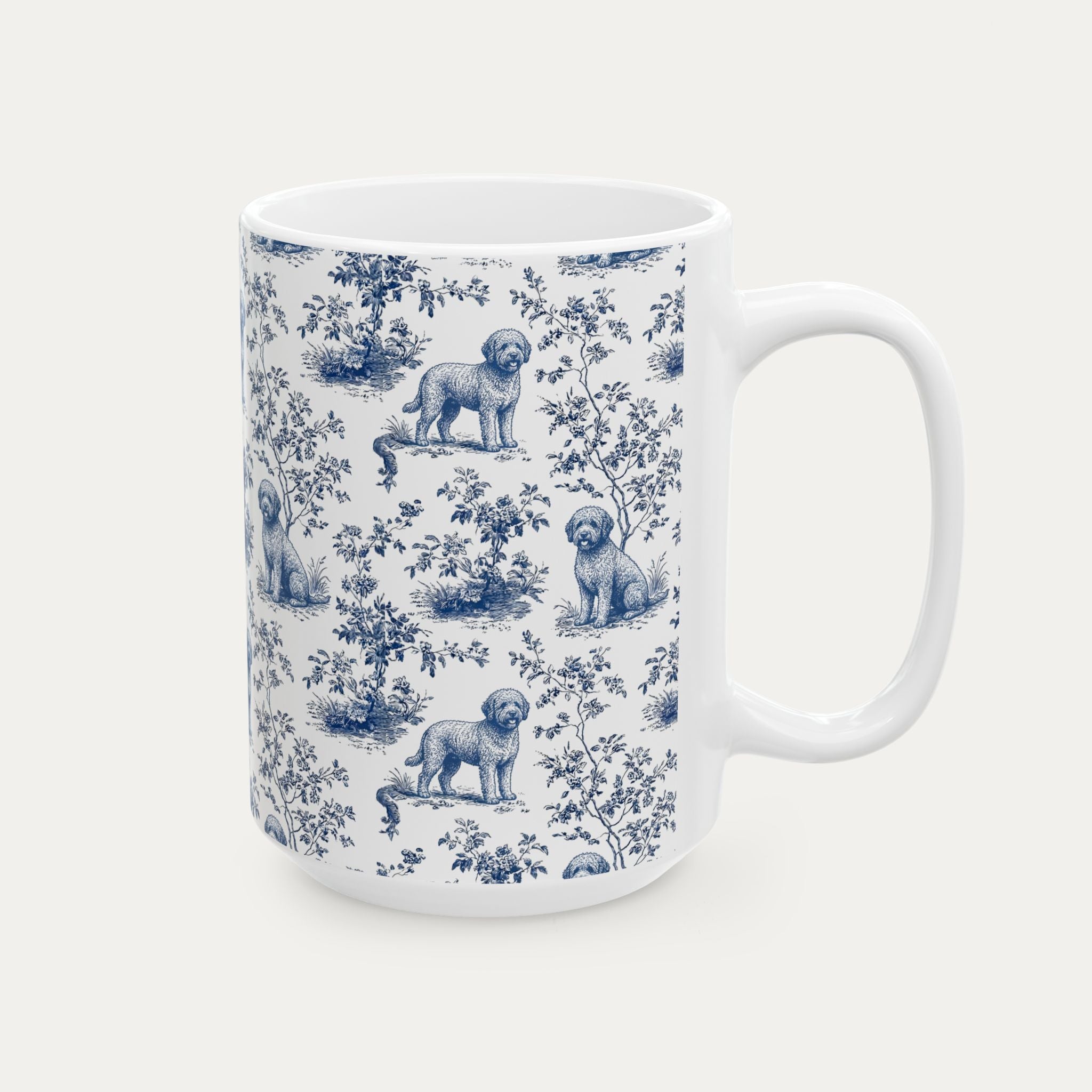 Spanish Water Dog Blue Toile Mug
