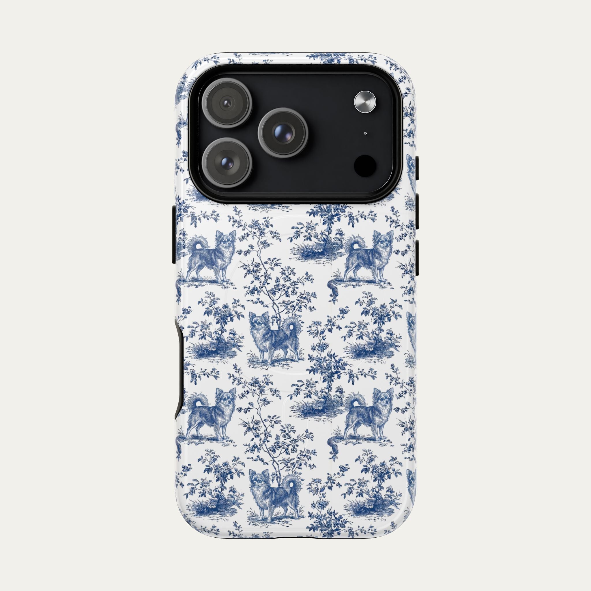 Chihuahua Longhaired Blue Toile Phone case