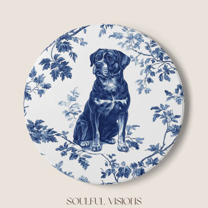 Rottweiler Ceramic Coaster French Toile