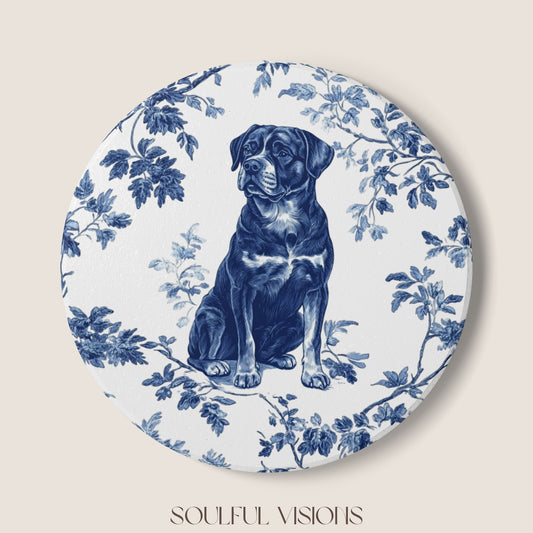 Rottweiler Ceramic Coaster French Toile