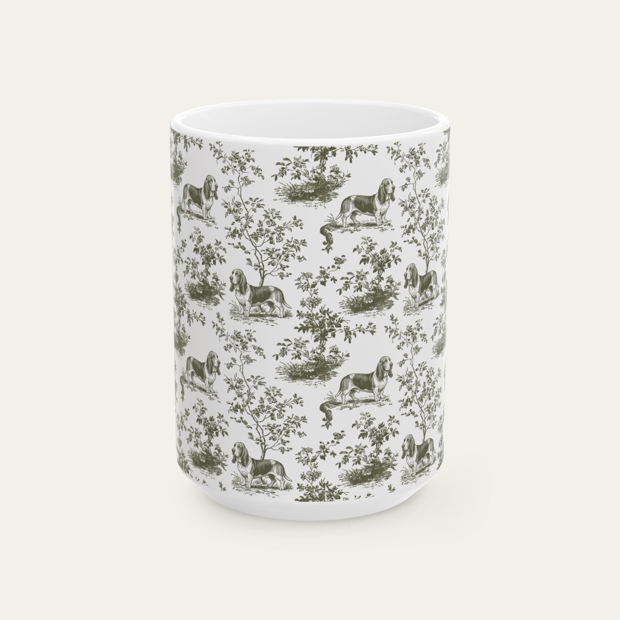 Basset Hound Sage Green Toile Mug