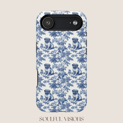 Pug Toile De Jouy Magnetic Phone Case