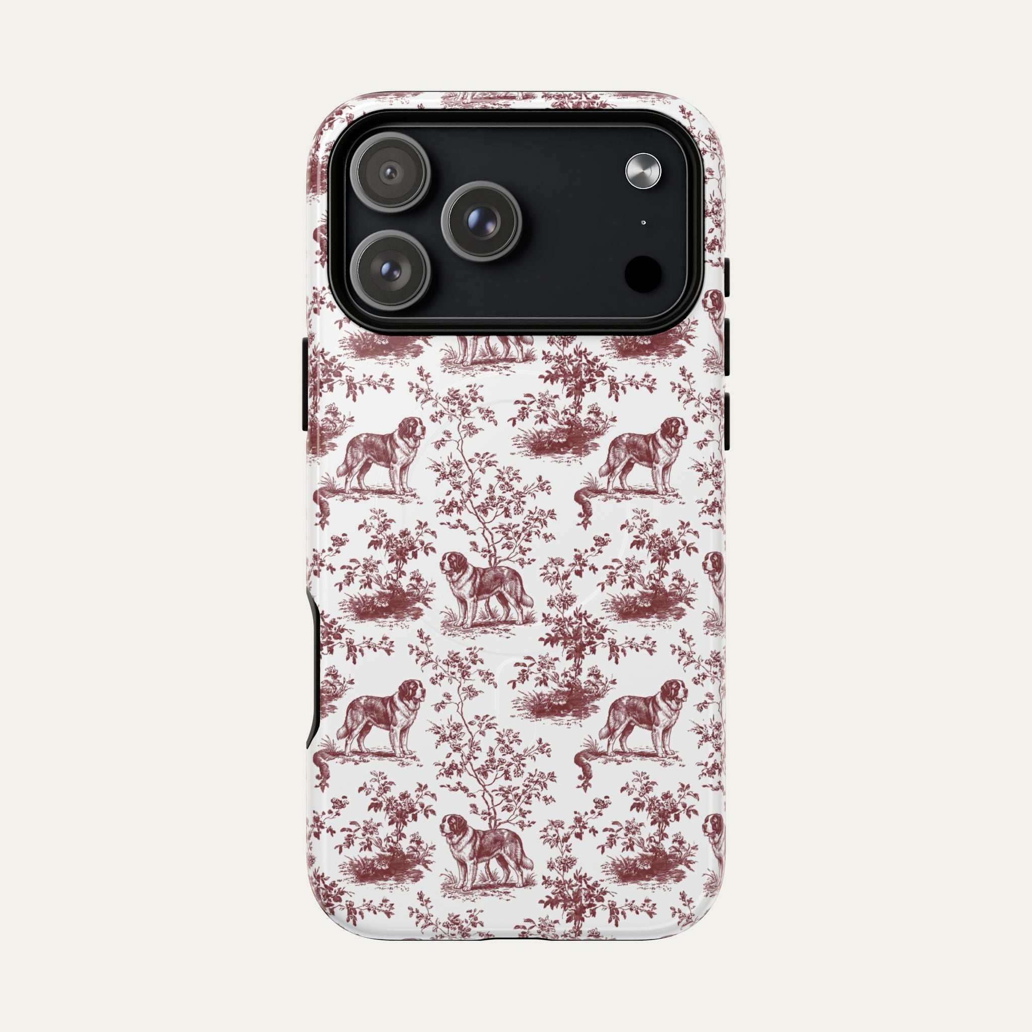 Saint Bernard Burgundy Toile phone Case