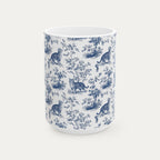 Tabby Cat Blue Toile Mug